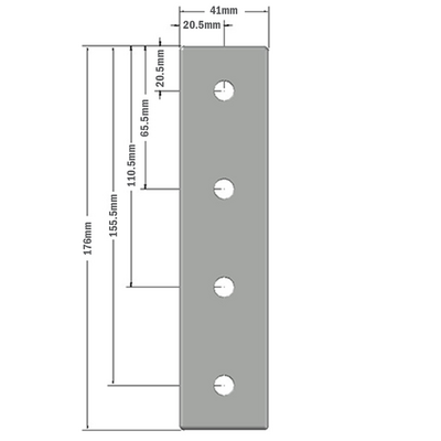 41-130-0 MODULAR SOLUTIONS TIE PLATE 45MM X 180MM CREATES RIGHT ANGLE, MOUNTING HARDWARE NOT INCLUDED